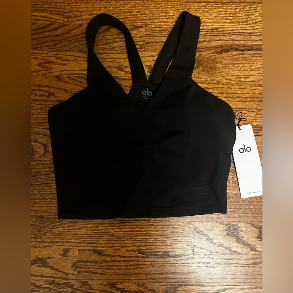 ALO Yoga Black Cross-Back Top